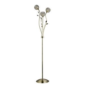 Bellis Ii, 3Flammige Stehleuchte, Antik Messing, Dekorativer Klarglas Schirm