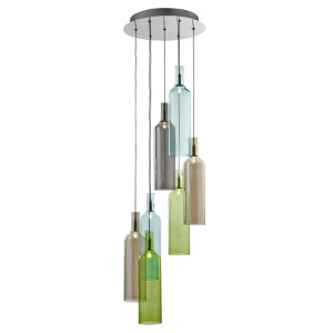 Deckenleuchte, Aluminium, Mehrfarbig, H 120 cm, BOTTLES