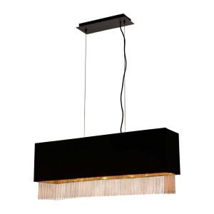 Pendelleuchte, Schwarz, Gold, H 150 cm, FRINGE