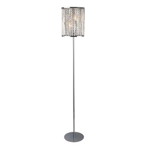 Stehleuchte, Chrom, H 152 cm, Aluminium, Kristall, ELISE