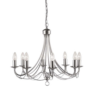 Deckenleuchte, Metall, Satin-Silber, Kronleuchter, dimmbar