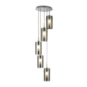Deckenleuchte, Silber, Chrom, H 120 cm, DUO 2