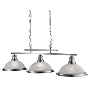 Pendelleuchte, Silber-Satin, Glas, verstellbar, dimmbar