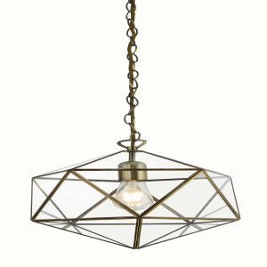 Pendelleuchte, Antik Messing, H 135 cm, LANTERN
