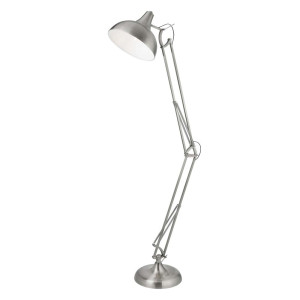 Stehleuchte, Silber, Weiß, H 170 cm, JEREMIAH