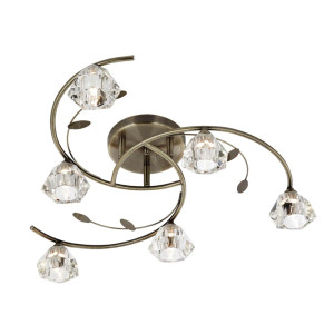 Deckenleuchte, Messing, Antik, Glas, klar, dimmbar, 61 cm
