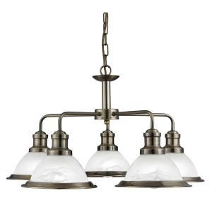 Deckenleuchte, Silber, 5 Lichtpunkte, H 88 cm, BISTRO