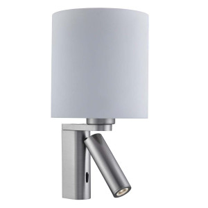 Wandleuchte, Silber, Schirm Weiß, H 28 cm, WALL