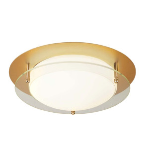 LED Deckenleuchte, Gold, Weiß, Aluminium, 30 cm, FLUSH