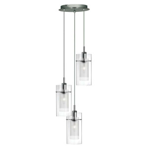 Pendelleuchte, Silber, Chrom, H 120 cm, DUO 1