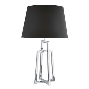 Tischlampe, Stahl, Chrom, schwarz, Kegel, Stoffschirm