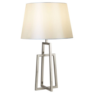 Tischlampe, Silber, Textil-Schirm Weiß, H 59,5 cm, YORK