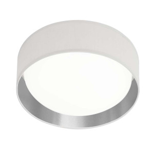 Deckenleuchte, Weiß, Textil-Schirm Silber, 37 cm, GIANNA