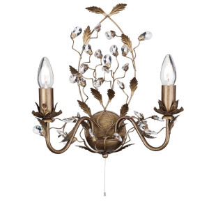 Wandleuchte, Gold, Braun, H 40 cm, ALMANDITE
