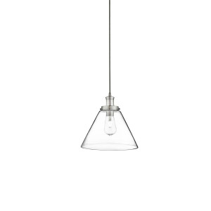 Pendelleuchte, Satin-Silber, Glas, Pyramide, dimmbar