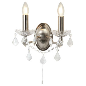 Wandleuchte, Silber, 32 cm, Kristall, PARIS