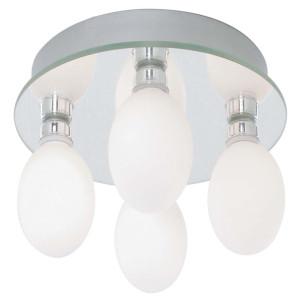 LED Deckenleuchte, Chrom, plattiert, Opalglas, 4-flammig