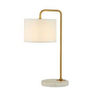 Stehleuchte, Gold, Textil-Schirm Weiß, H 49 cm, HANGMAN