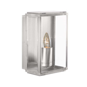 Außen Wandleuchte, Satin-Silber, Edelstahl, Glas, dimmbar