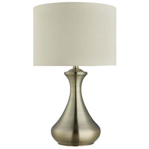 Tischlampe, Touch, Dimmbar, Antik, Brass, Stoff, Messing