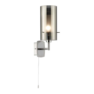 Wandleuchte, Satin-Silber, Chrom, Glas, klar, dimmbar