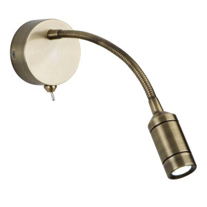 LED Wandleuchte, Edelstahl, Messing, Antik, flexibler Arm,
