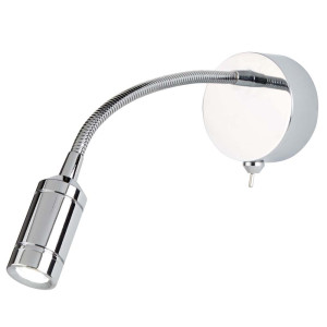 LED Wandleuchte, Edelstahl, Chrom, plattiert, flexibler Arm