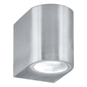 LED Außen Wandleuchte, Satin-Silber, Aluminium, Glas
