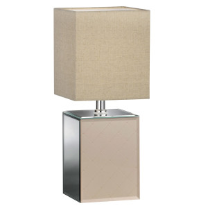 RGB LED Tischleuchte, Textil, Glas, Gold, H 35 cm, BERT