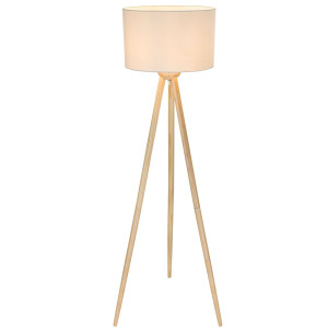 LED Stativleuchte, Holz, Textilschirm, weiß, H 173 cm, GREGOR