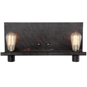 RGB LED Wandleuchte, schwarz-gold, USB Anschluss, 48 cm, BAYUDA
