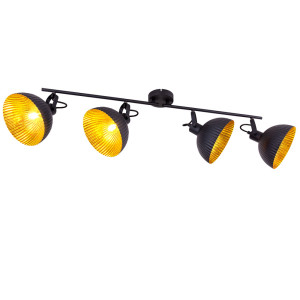 LED Deckenleuchte, schwarz-gold, Spots beweglich, L 90 cm