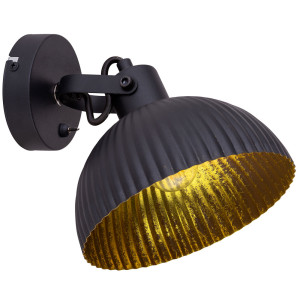 LED Wandleuchte, Blatt-Gold, schwarz, Spot beweglich, VITOGA