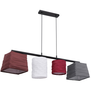 LED Hängelampe, Textil, 4 verschiedene Schirme, H 140 cm, HAZ