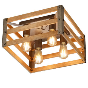 Deckenleuchte, Holz, L 40 cm, KHAN