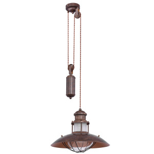 Hängeleuchte, braun, Höhenverstellbar, H 150 cm, BADALONA