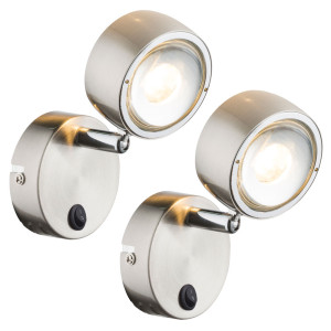 2er Set LED Wandleuchte, Chrom, Glas, Spot beweglich, BARRA