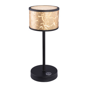 LED Tischleuchte, Metall, Gold-Schwarz, Glas, Kristalle
