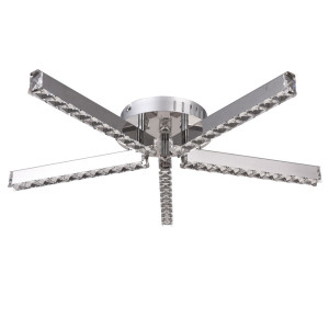LED Deckenleuchte, Glas, Kristalle, Chrom, 62, ELLISTON