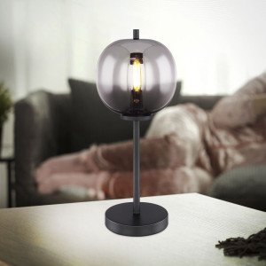 Tischleuchte, Glaskugel, schwarz-rauch, BLACKY 15345T