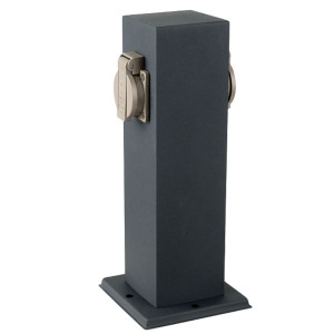 Energieverteiler, 2 Steckdosen, grau, H 30 cm, VT-1155-2
