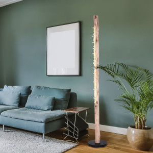 LED Stehleuchte, Naturholz, Kristalle, H 151 cm, FELICITAS