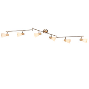 RGB LED Deckenleuchte, Holz, Glas, Spots beweglich, GYLFI