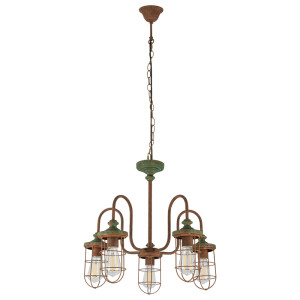 LED Hängeleuchte, rost, grün antik, Käfigschirme, H 120 cm, TERU