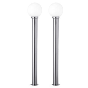 2er Set RGB LED Stehleuchten, Glaskugel opal, H 110 cm, TANO