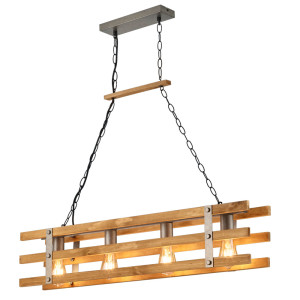 LED Hängeleuchte, Naturholz, H 150 cm, KHAN