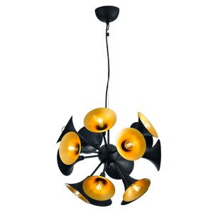 Hängeleuchte, Trompeten-Optik, schwarz-gold, ORCHESTRA