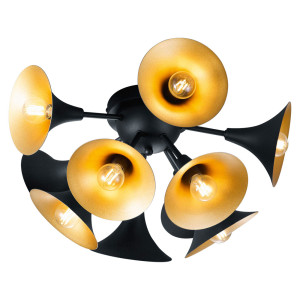 Deckenleuchte, Trompeten-Optik, schwarz-gold, ORCHESTRA