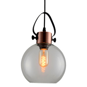 LED Hängelampe, kupfer schwarz, Glasschirm, klar, H 148 cm
