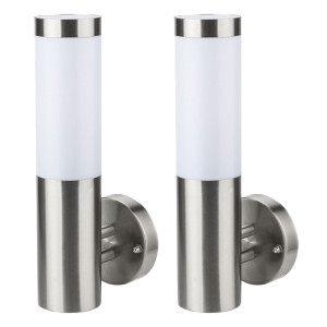 2er Set Wandleuchten, Edelstahl, H 33,5 cm V-833